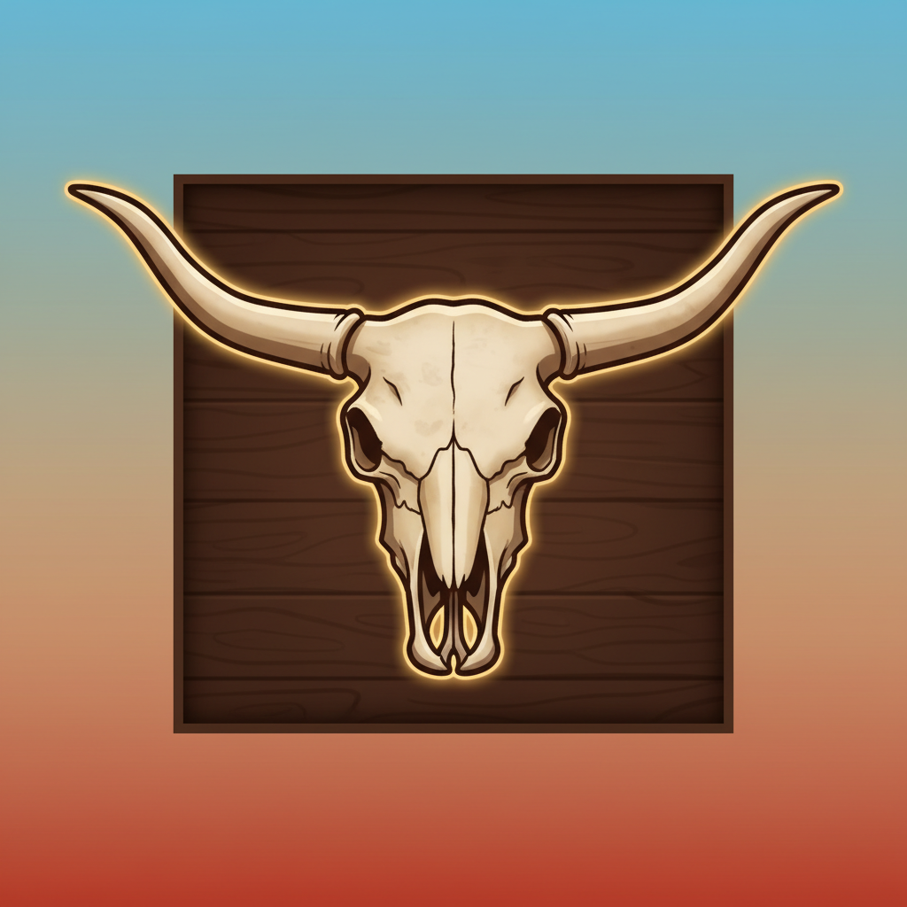 Le Cowboy Bull Skull symbool - beige longhorn schedel met gebogen hoorns