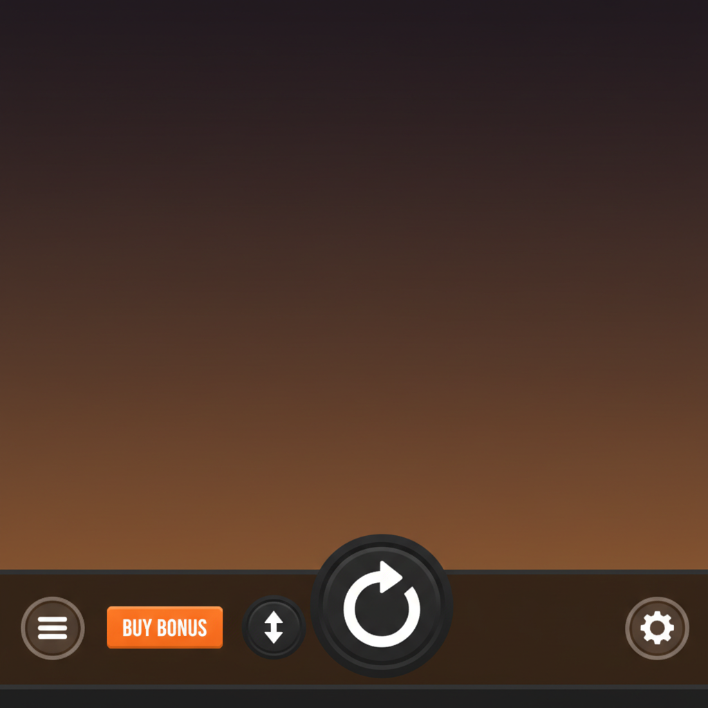 Le Cowboy interface met spin knop, bet aanpassing, menu en settings knoppen
