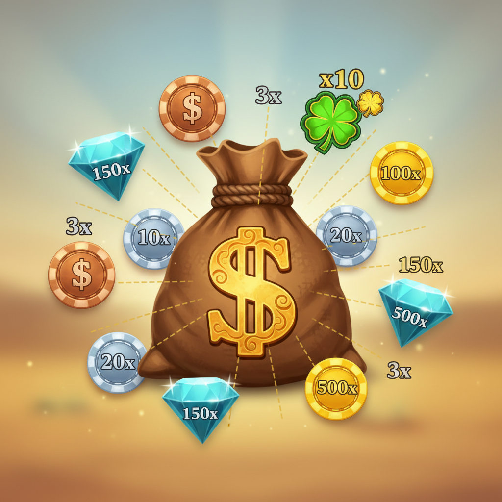 Le Cowboy Loot Bag symbool dat alle Coin en Diamond waarden verzamelt