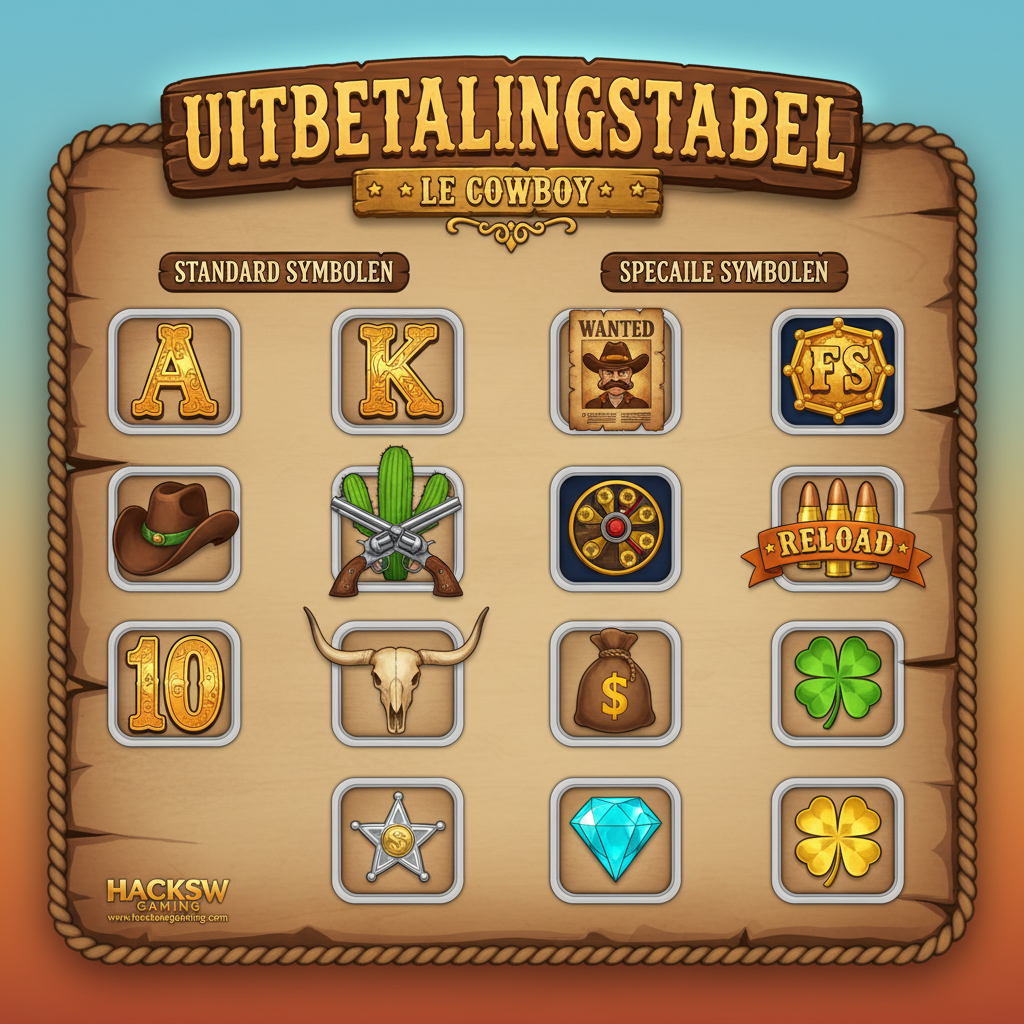 Le Cowboy uitbetalingstabel - alle symbolen en multipliers
