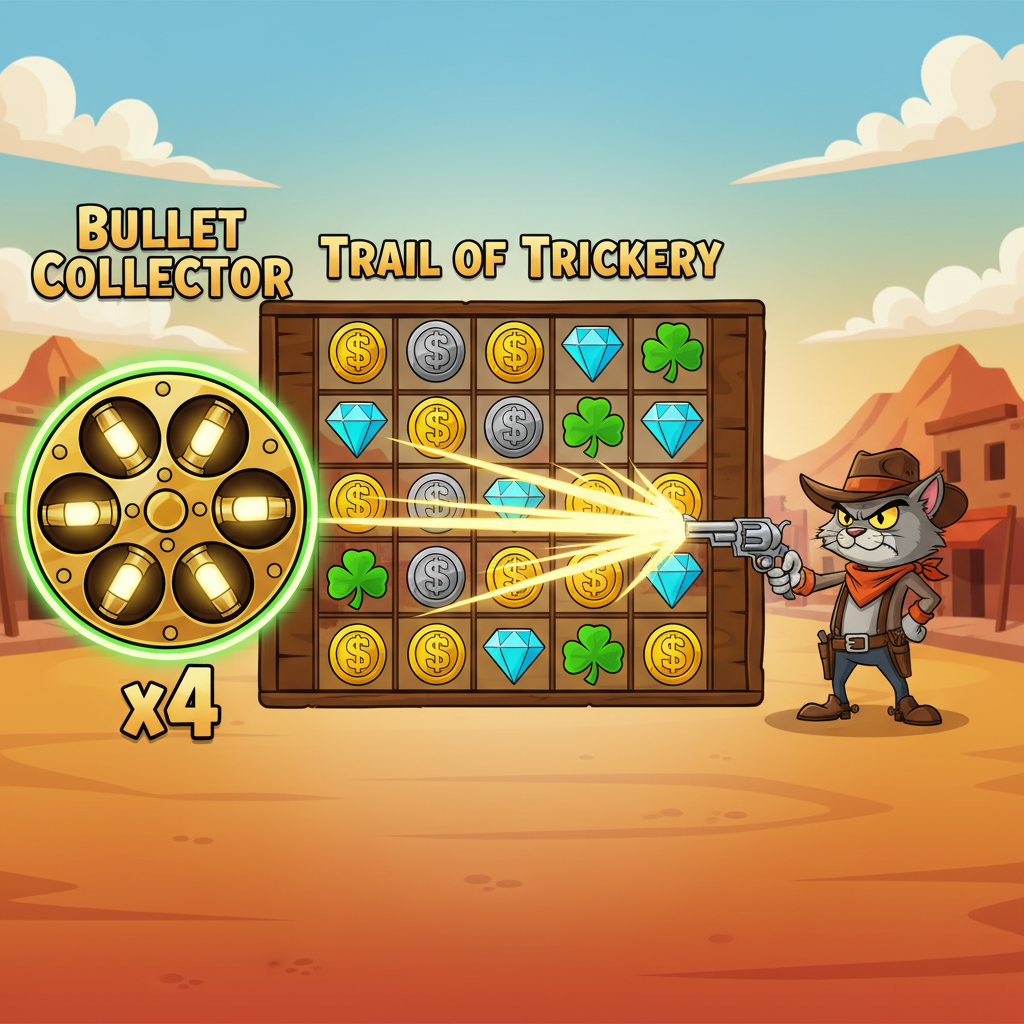 Le Cowboy Trail of Trickery bonus met Bullet Collector die kogels verzamelt tijdens free spins